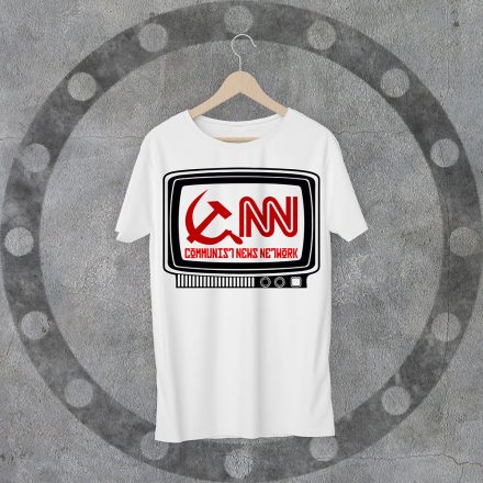 CNN - Communist News Network környakú fehér póló