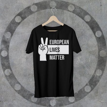 EUROPEAN LIVES MATTER környakú fekete póló