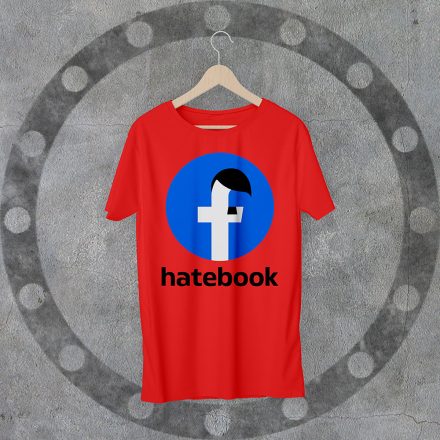 Hatebook környakú piros póló