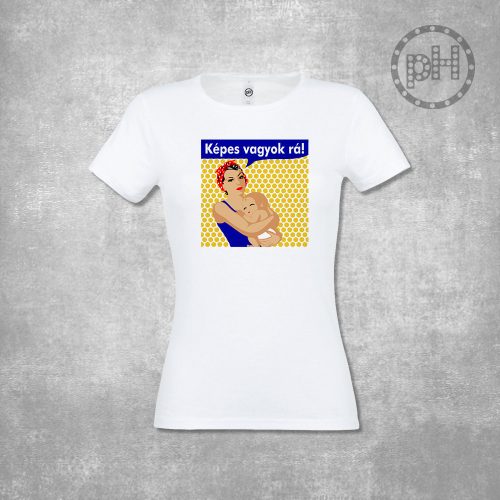 Képes vagyok rá környakú fehér női póló