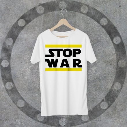 STOP WAR környakú fehér póló