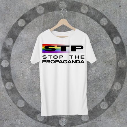 STP - Stop the propaganda környakú fehér póló
