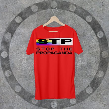 STP - Stop the propaganda környakú piros póló