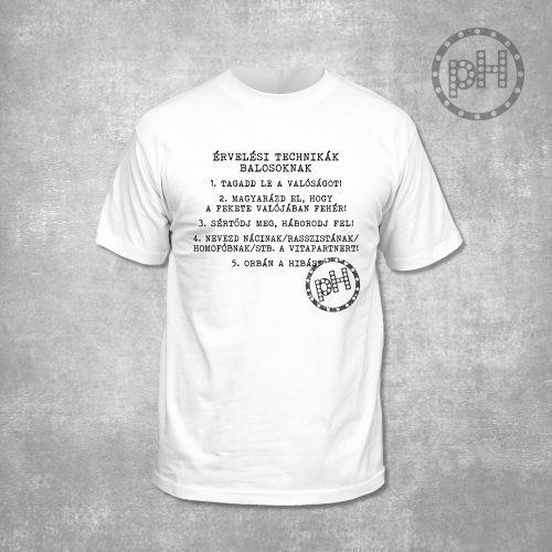 Érvelési technikák balosoknak környakú fehér póló