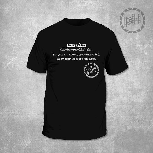 Liberális környakú fekete póló M