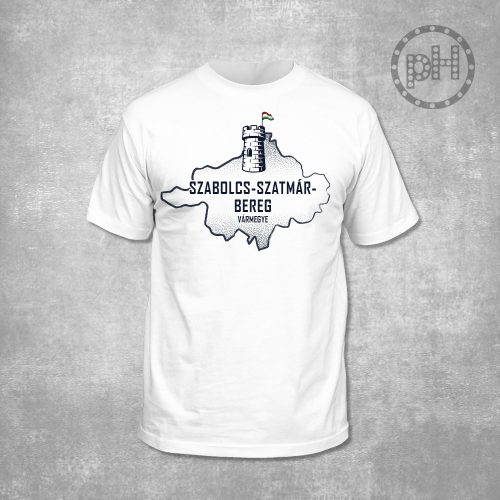 Szabolcs-Szatmár-Bereg környakú fehér póló