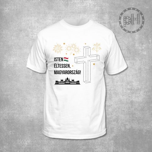Isten éltessen Magyarország környakú fehér póló