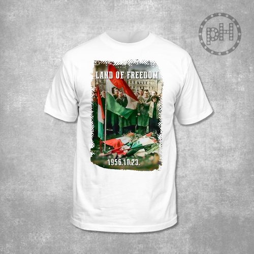 Land of freedom környakú fehér póló L