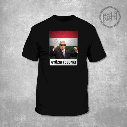 Győzni fogunk környakú fekete póló