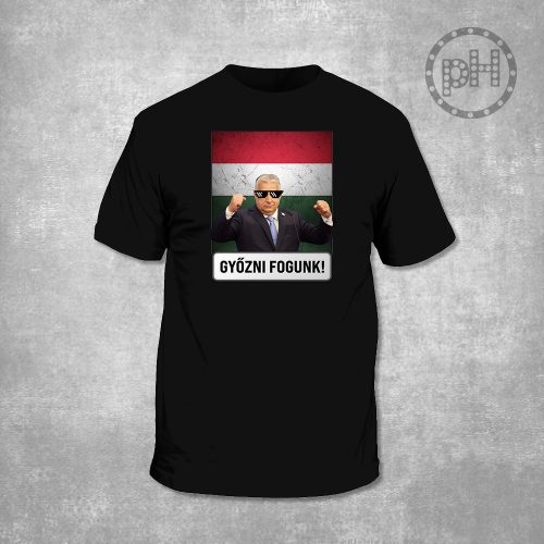 Győzni fogunk környakú fekete póló